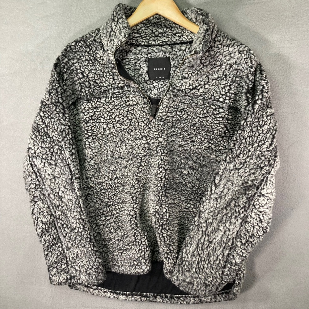 Sherpa Pullover Womens XL Gray Fleece 1/4 Zip Cozy Soft Jacket